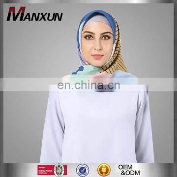 Fashion Islamic Accessories Tudung Women Shawl Printed Satin Silk Muslim Hijab Square Scarf