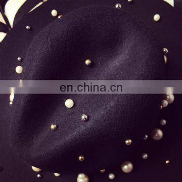 New Style Pearl High Quality Fashinal Felt Fedora Hat photo-5