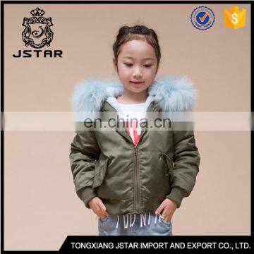 Durable Most Popular Cotton Padded For Girls Child Jacket Demountable Raccoon Fur Collar