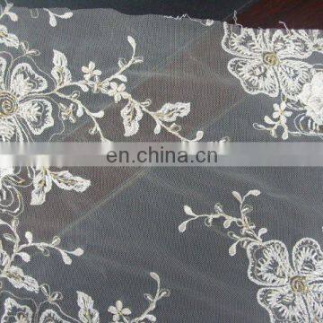 polyster mesh cord embroidery with heavy hand work embroidery fabric