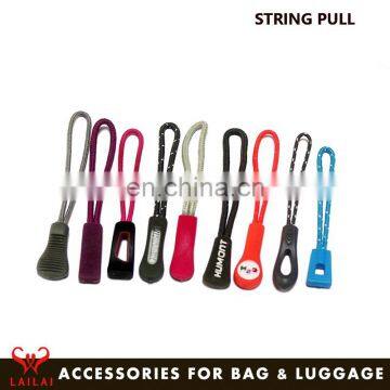 Garment accessories fancy handbag zipper pulls rope zip puller