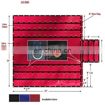 Red 14oz Vinyl Coated 16'x24' PVC Lumber Tarp with flap