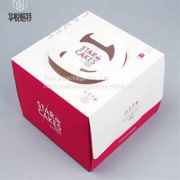 Custom Wholesale Square Art Paper Cardboard Cake Box With Handle photo-5