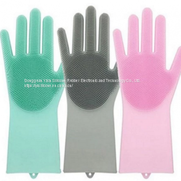 Food Grade Heat Resistant Silicone Colorful Kitchen Magic Cleaning Tools Silicone Dish Washing Gloves Wholesale