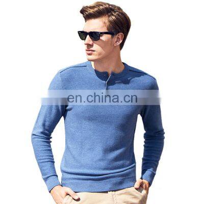 Merino Wool Cashmere Blend Knitted Mens Henley Sweater Shirt