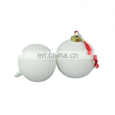 outdoor custom white ceramic christmas hanging tree ball decoration ornaments supplies with logo