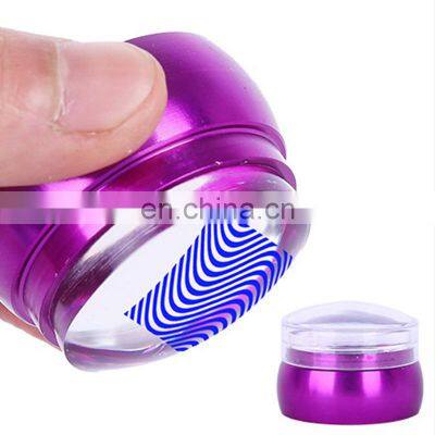 Popular DIY Metal Handle Clear Jelly Silicone Nail Art Stamper with Scraper For Stamping Polish Print Manicure Image Tool