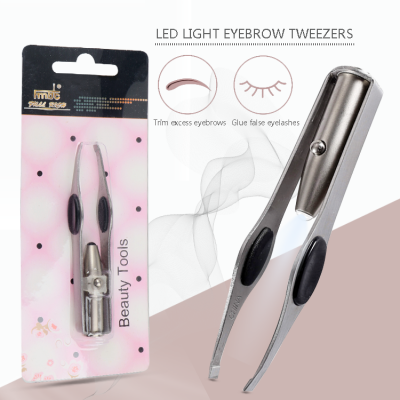 LED light Stainless Steel Eyebrow Beauty Tweezers for Men and Women Tweezering