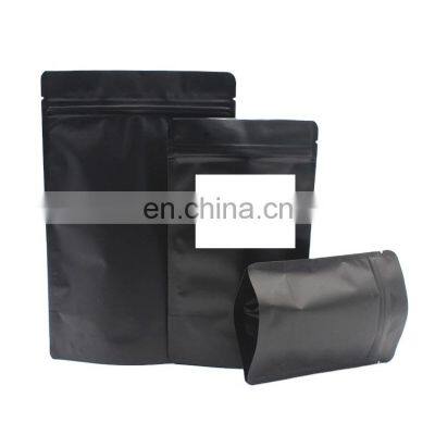 250g 500g Matt black box bottom coffee bags with zip and window