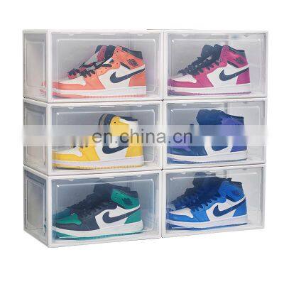 Wholesale Giant Custom Logo Transparent Stackable Magnetic Plastic Clear Shoe Storage Box