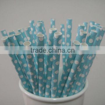 New Pattern Pastel Blue small polka dots decorative paper drinking straws