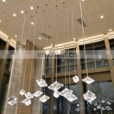 Acrylic Hotels Remote Ring Lighting Fixtures LED Dimmable Modern Chandelier Lamp