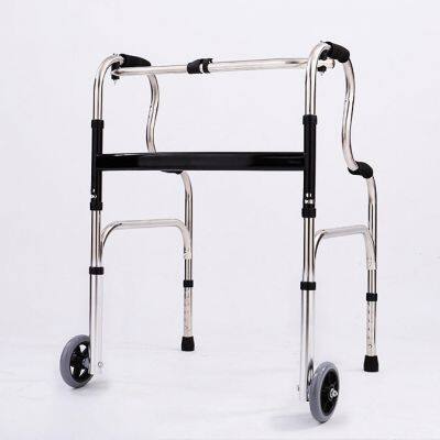 best selling Aluminum Folding Standing Walker with Two Wheels and PVC Handle