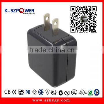 2016 G-series 10W K- 052000 ac dc switching wall plug UL listed US plug 5v 2ausb charger with CE UL