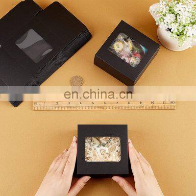 Folding Creative Black Card Paper Packaging Wedding Gift Box With Transparent Window Black Paper Recyclable Box photo-3