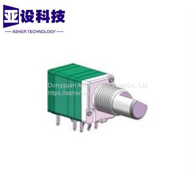 potentiometer：9mm, dual-gang,horizontal ,half shaft,knob adjustable resistance ,with rotary switch