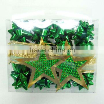 2014 Green Ribbon Star Bow and Ribbon For Gift Decoration Egg,Hot Sale Printed satin ribbon bows for box packing