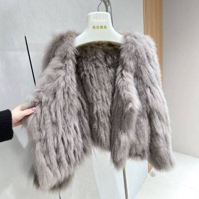 New Winter Encrypted Fox Fur Double-sided Knitted Fur Coat for Women photo-3