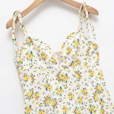 2025 Summer New Design Fashionable Flower Printed Strap Dress photo-3