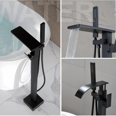 Elegant Fashionable Flexible Modeling Floor Mounted Bathtub Mixer photo-2