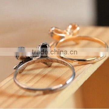 Best quality gold colorful crystal rings diamond engagement ring bow ring