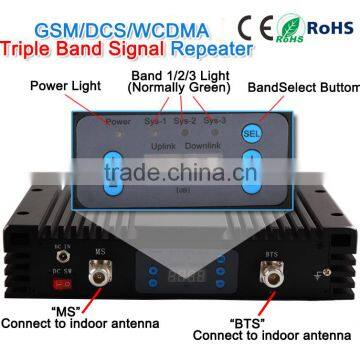 GSM/DCS/WCDMA 900/1800/2100mhz home use 2G/3G Lcd display home gsm signal repeater
