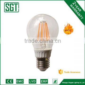 LED A60 Bulb, filament chip Thermally conductive plastic and Aluminium housing IC type