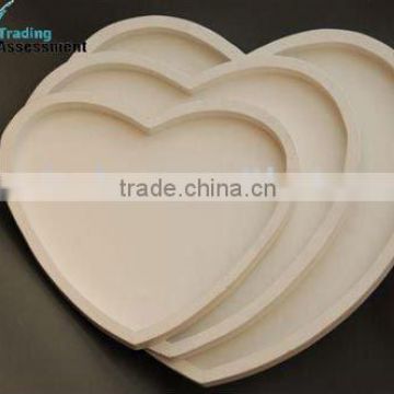 off white heart shape wood tray