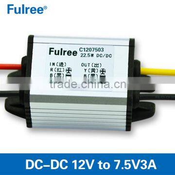 waterproof DC-DC converter 12v to 7.5v3a step down power converter, car power supply module