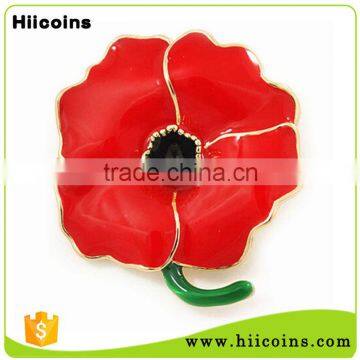 Red Crystal Souvenir Rhinestone Diamond Poppy Flower Remembrance Pin Badge photo-2