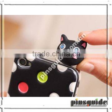 2014 New Arrival Cute Cat Shape 3D PVC Anti Dust Plug With Logo