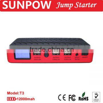 2015 new design 12000mAH multi-functional portable car jump starter