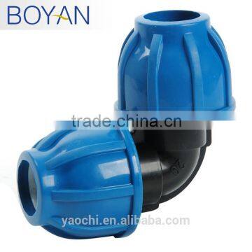 pp plastic compression quick pipe fitting 90 degree equal elbow