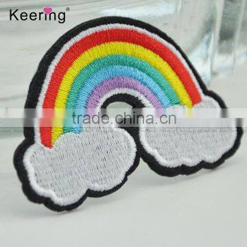 colorful embroidery rainbow design applique for jeans clothes WEF-069