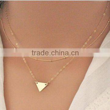 Gold triangle disk Layer Necklace Set and Delicate Gold Layer Necklace Set of 2 layers