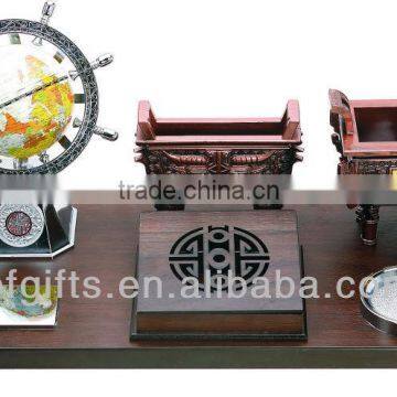 500pcs Wood Globe & Name Card & Pen Holder Office Stationary Desktop Set Gift-