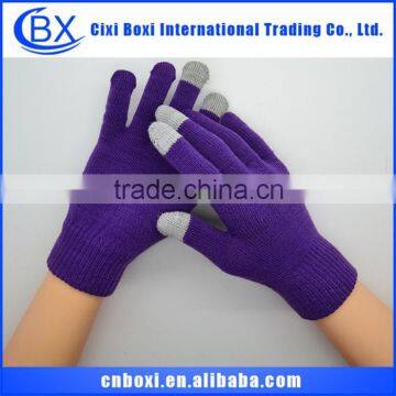 2014 China wholesale custom Christmas gift acrylic glove,finger touch knitted adult glove