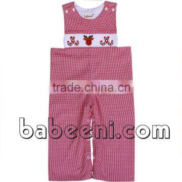 Reindeer and candy boy hand smocked longall