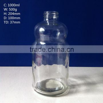 1000ml empty juice glass bottle with 38mm cap