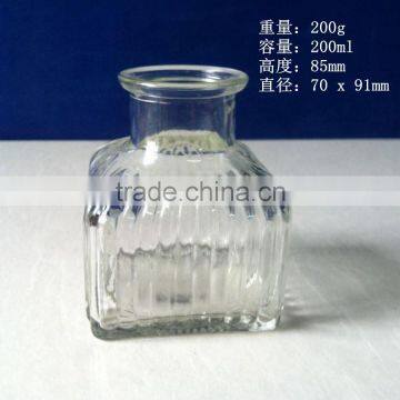 200ml Clear Square Shape Aroma Glass Bottle