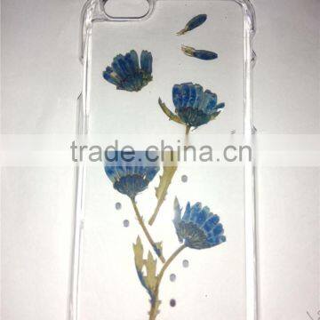 PC or TPU unique dry pressed real flower phone cover case for Iphone 6plus