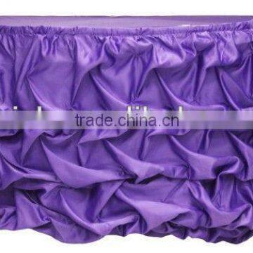 Charming satin wedding ruffled table skirts, gathered table skirts