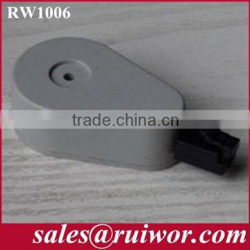 Drop-shaped burglar exhibit recoiler with RJ plug end fixing