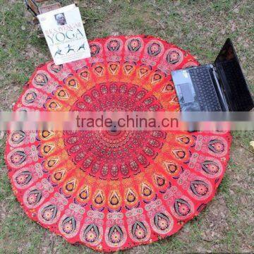 Indian Red Hippie Mandala Throw Wall Hanging Boho Hippie Mandala Tapestry Home Decor Table Cover Decorative Art Cotton Towel