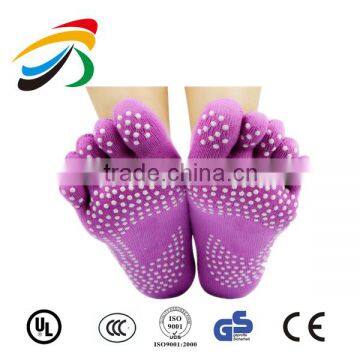 Cotton Anti Slip Indoor Knitting Cycling Massage Yoga Five Fingers Toe Trampoline Pilates Floor Socks With Grip photo-2