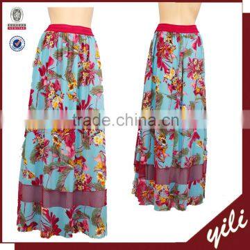 floral print latest skirt design pictures long skirt apparel for 18-45 years old women