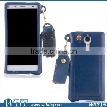 For XiaoMi Mi 4 Case, For Xiao Mi Flip Case, Leather Case For Xiao Mi 4 With Long Chain & Card Slot Golden Supplier