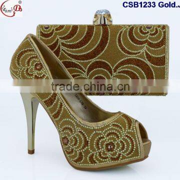 CSB1233 Chowleedee fasion latest fashion woman italy style high heel sandal shoes with matching bag