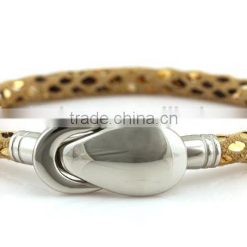 Cheap Price Real Snake Skin Leather Bracelet with 316L Stainless Steel Magnetic Clasp