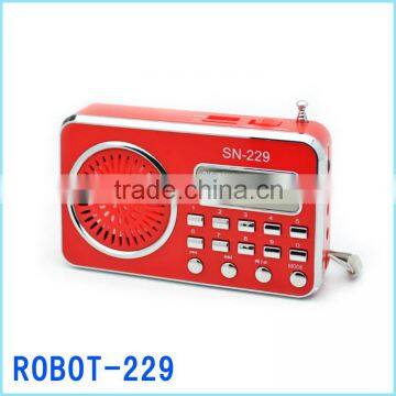 Robot-229 Portable card speaker,repeat play,fm ra